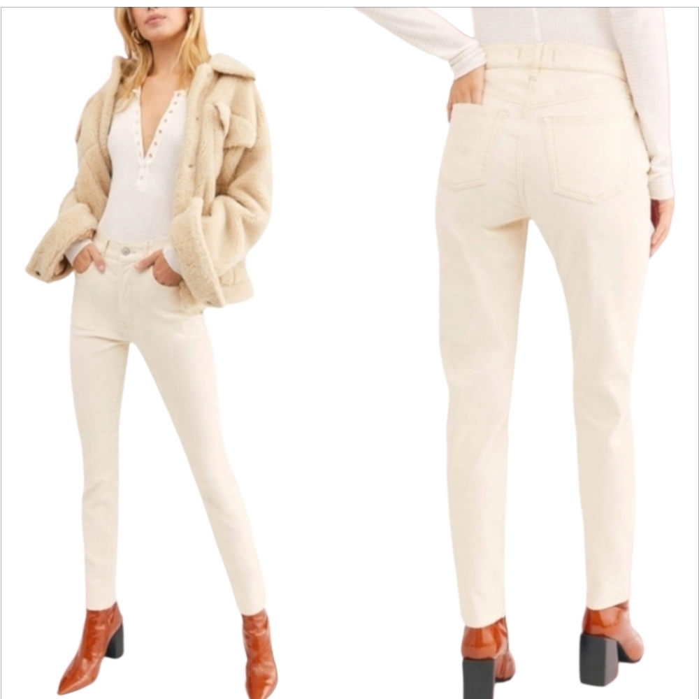 Free People Sweet Jane Velvet Skinny Pants Pearl 25